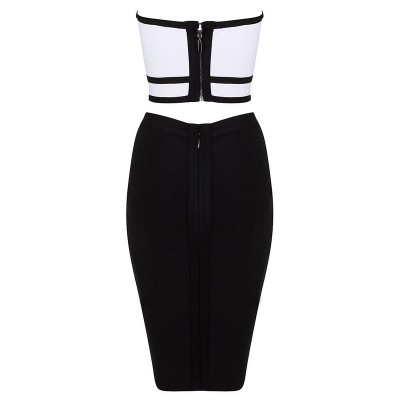 'Lena' two piece black/white bandage dress